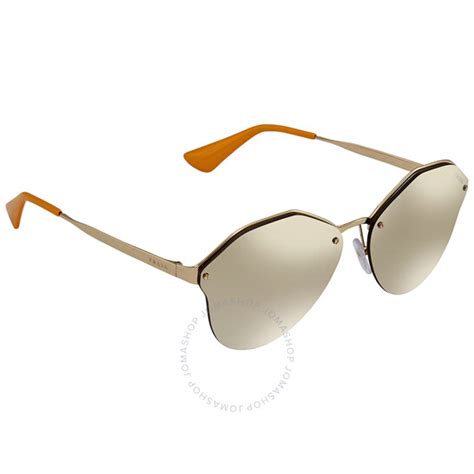 Prada Light Brown Mirror Gold Geometric Ladies Sunglasses PR 